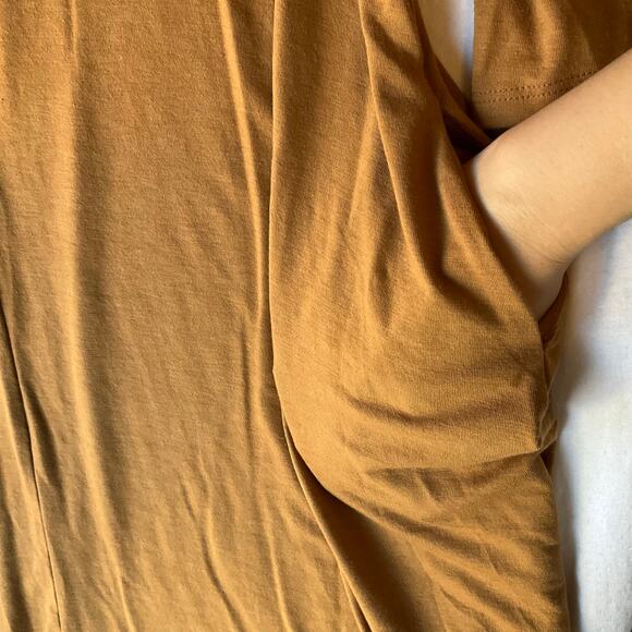 Zenana Premium Women Dress size M Relaxed Fit 3/4 Sleeve Stretchy Crew Neck Tan - Picture 9 of 10